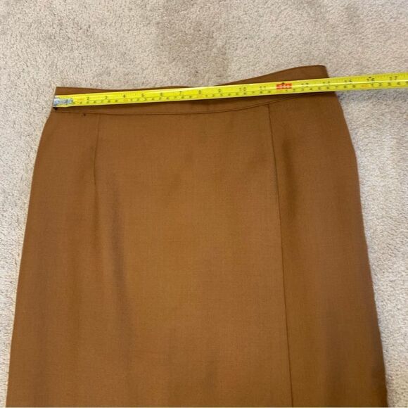 VINTAGE Mister Leonard camel Brown pure virgin wool pencil skirt Sz 10/12 - Picture 7 of 10